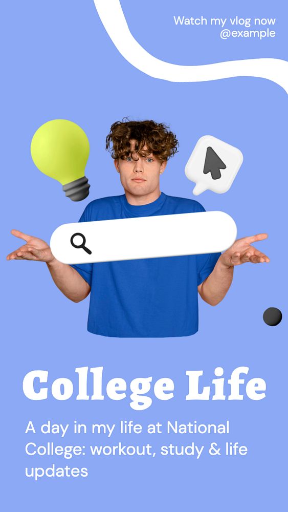 College life vlog  Instagram story template, editable text