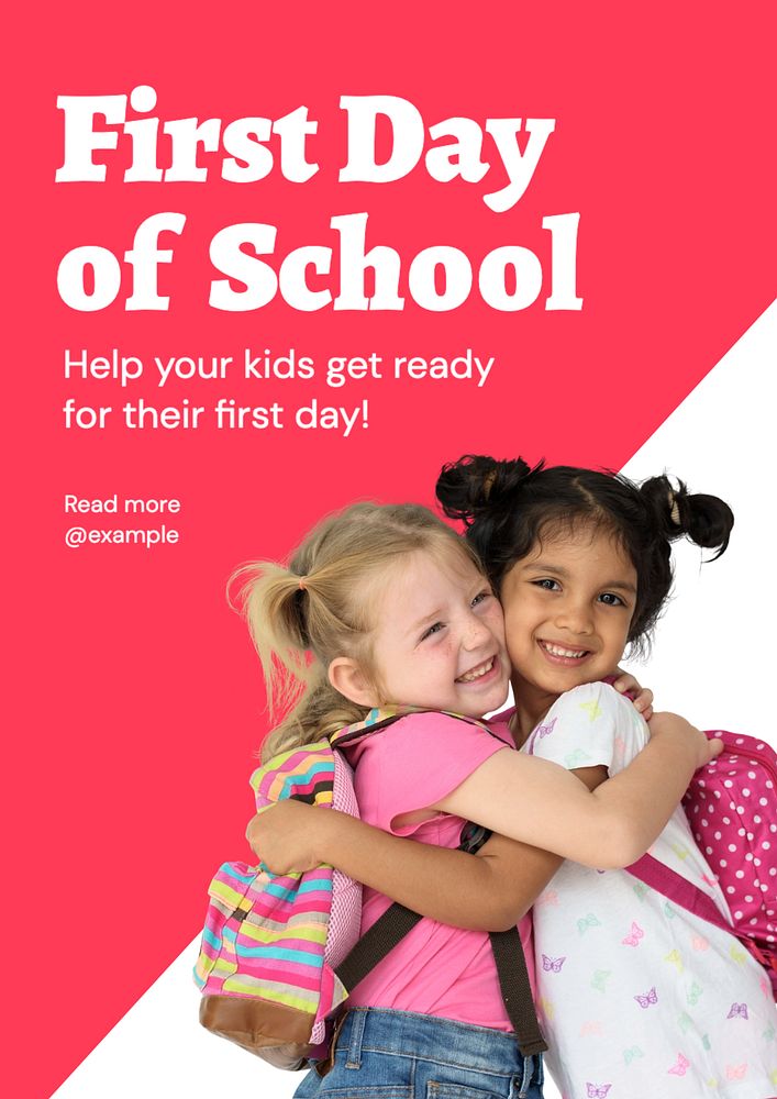 First school day  poster template, editable text and design