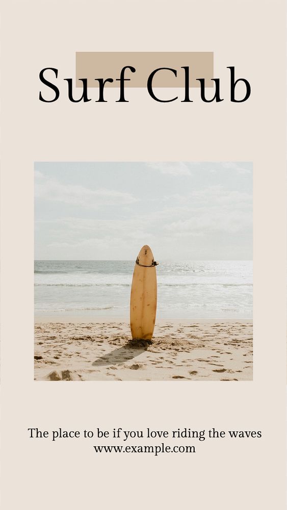 Surfing club  Instagram story template, editable text