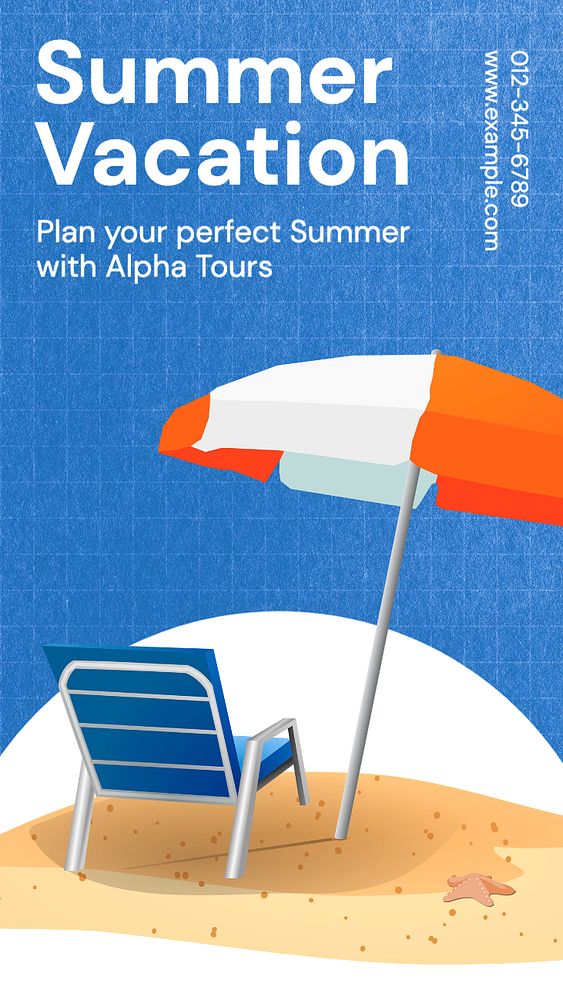 Summer vacation  Instagram story template, editable text