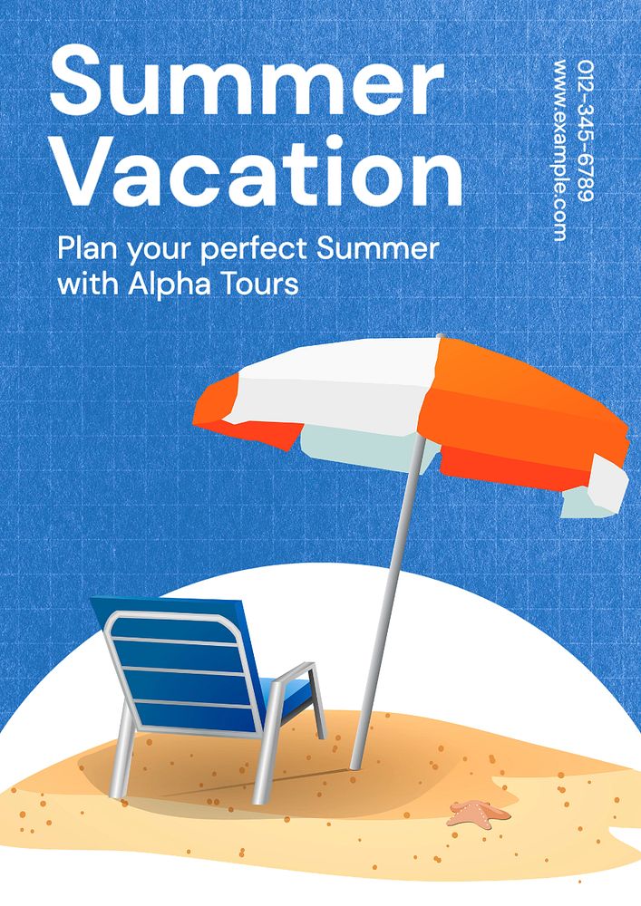 Summer vacation  poster template, editable text and design