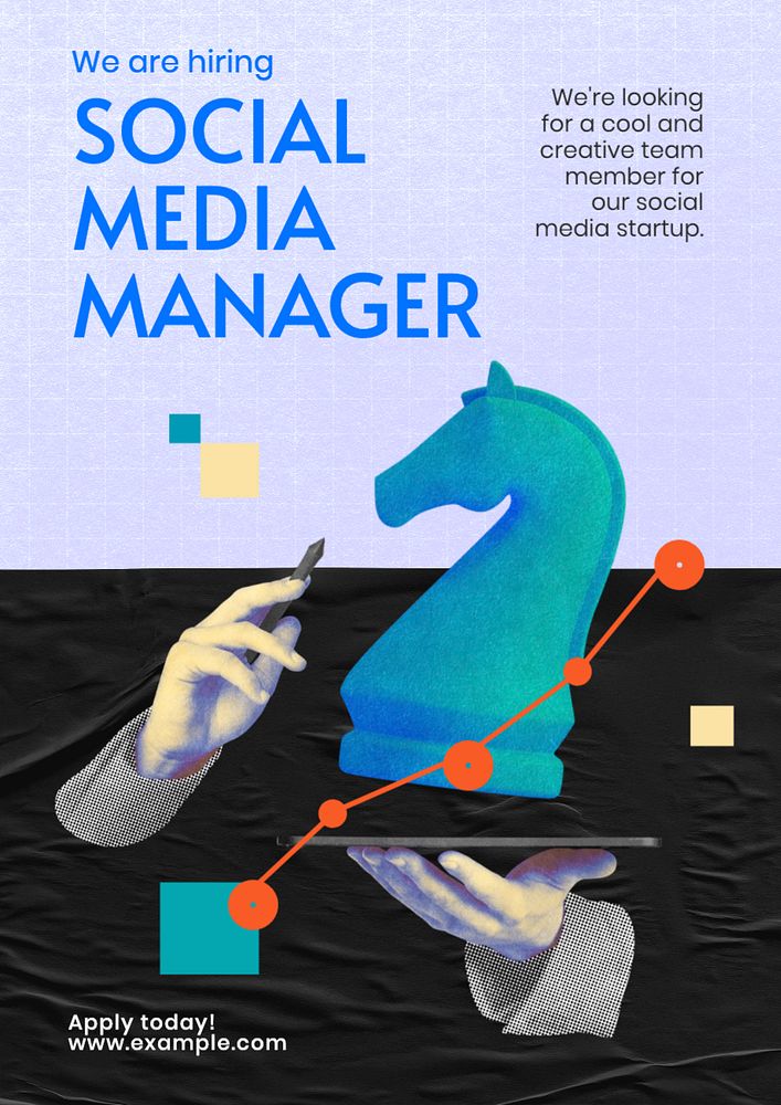 Social Media Manager poster template, editable text and design