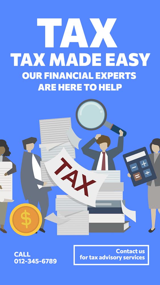 Tax counseling service  Instagram story template, editable text