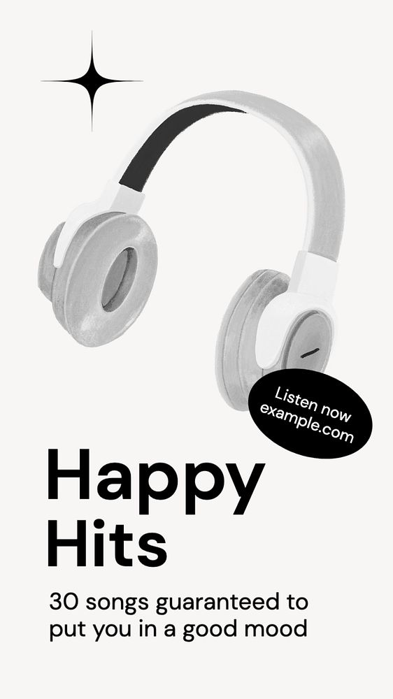 Happy hit music  Instagram story template, editable text