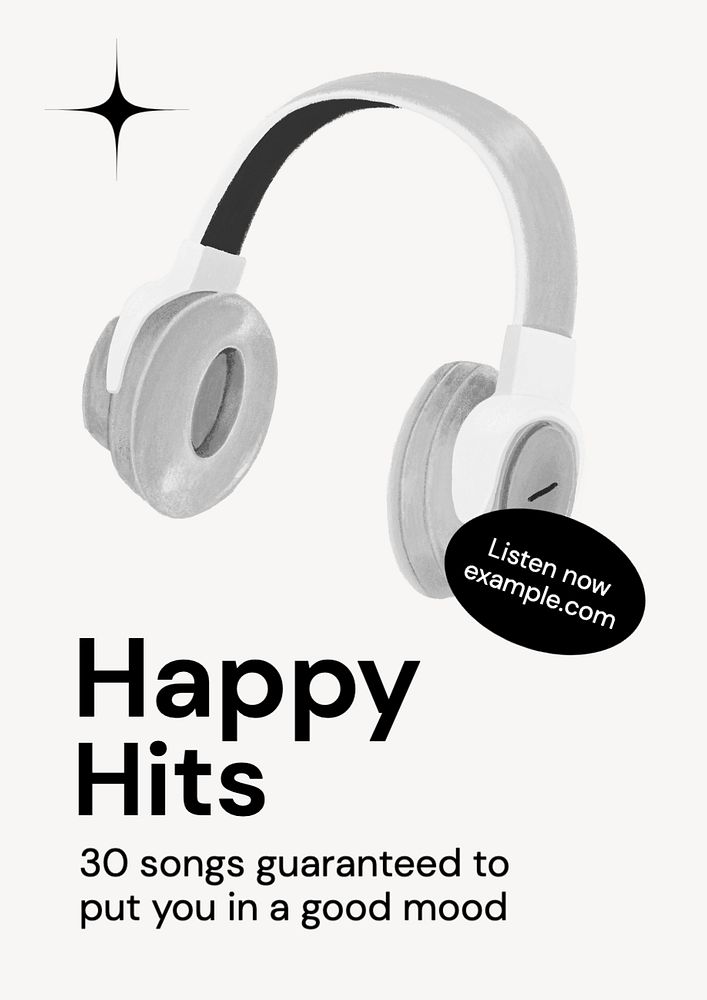 Happy hit music  poster template, editable text and design