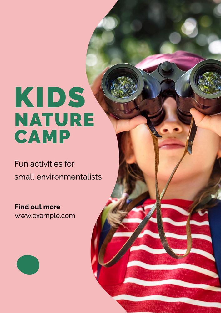 Kids nature camp  poster template, editable text and design