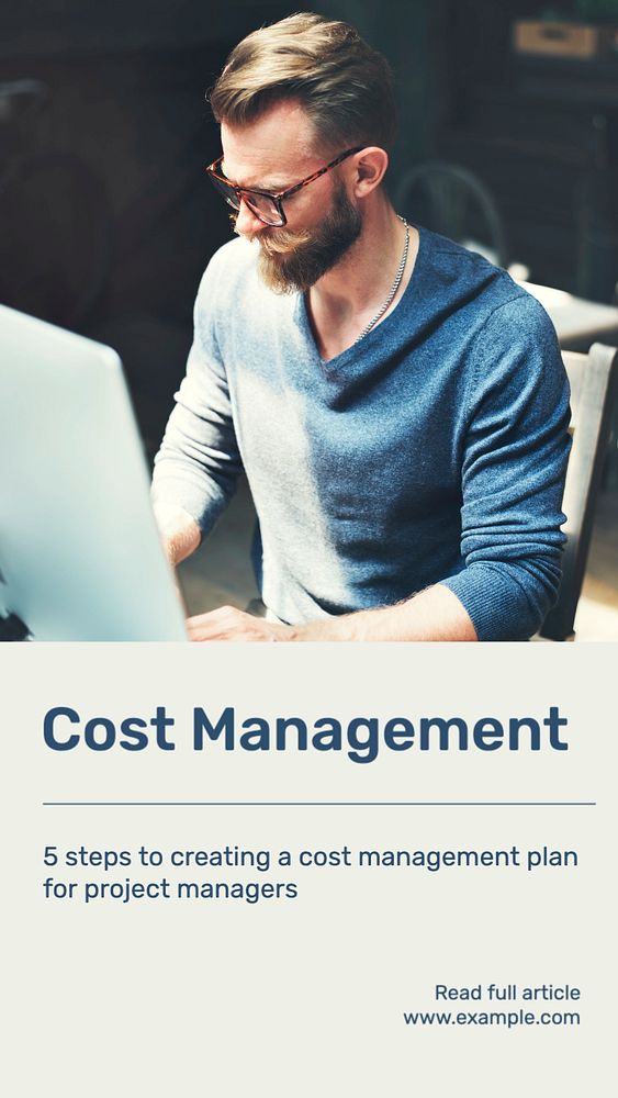 Cost management  Instagram story template, editable text