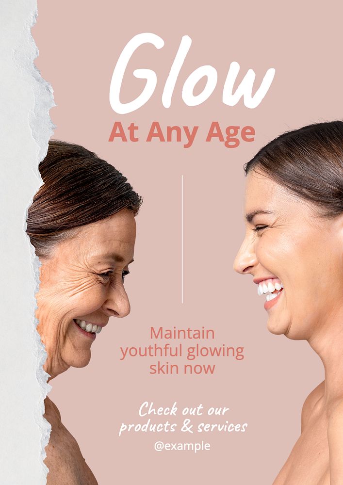 Aging skin treatment poster template, editable text and design