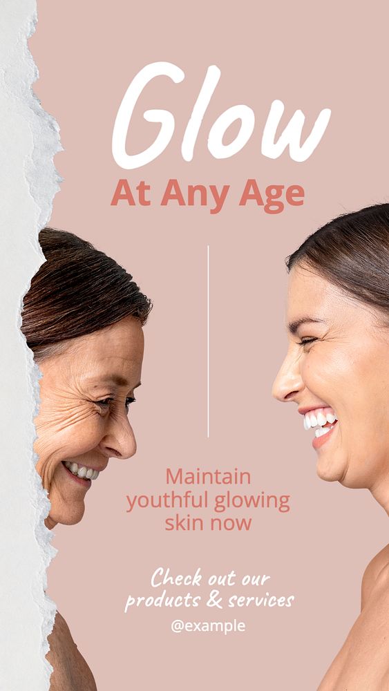 Aging skin treatment Instagram story template, editable text