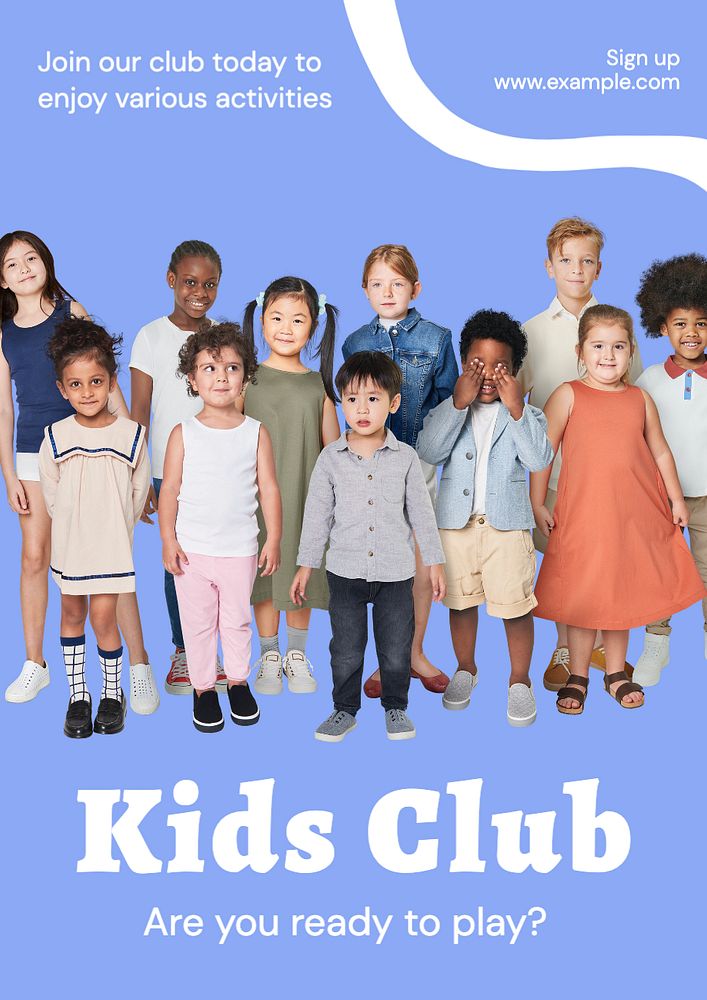 Kids club  poster template, editable text and design