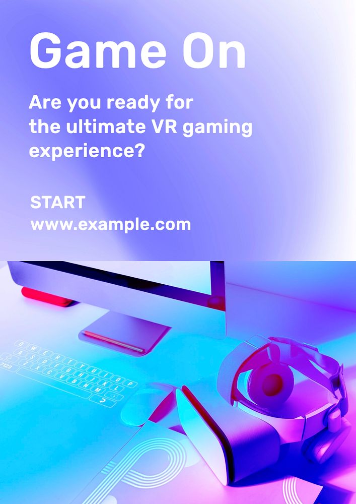 VR gaming  poster template, editable text and design