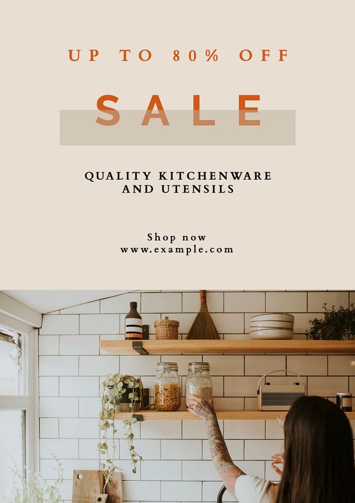 Kitchenware sale  poster template, editable text and design