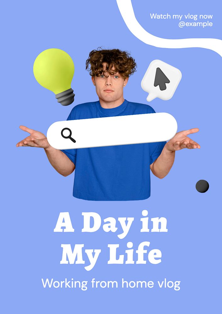 A day in my life  poster template, editable text and design