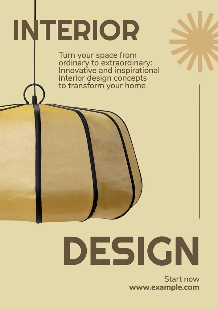 Interior design poster template, editable text and design