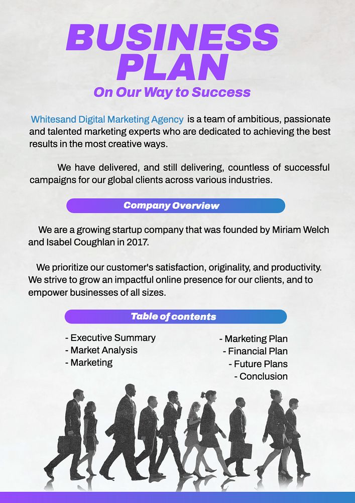 Business plan poster template, editable text and design