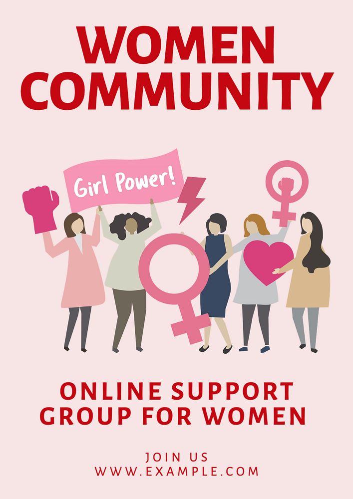 Women community   poster template, editable text and design