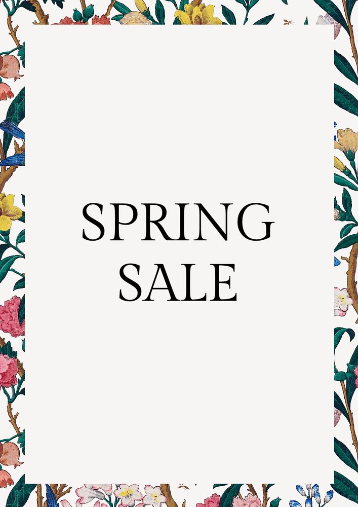 Spring sale poster template, editable text and design