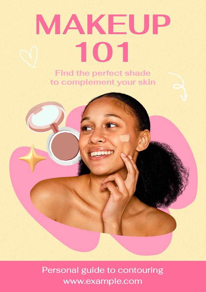 Makeup tutorial poster template, editable text and design