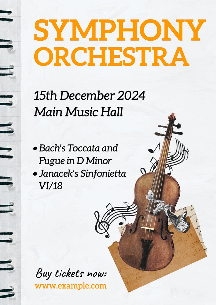 Symphony orchestra concert   poster template, editable text and design