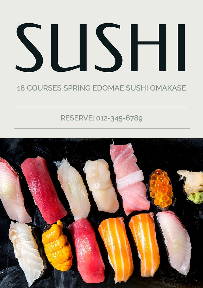 Sushi omakase  poster template, editable text and design