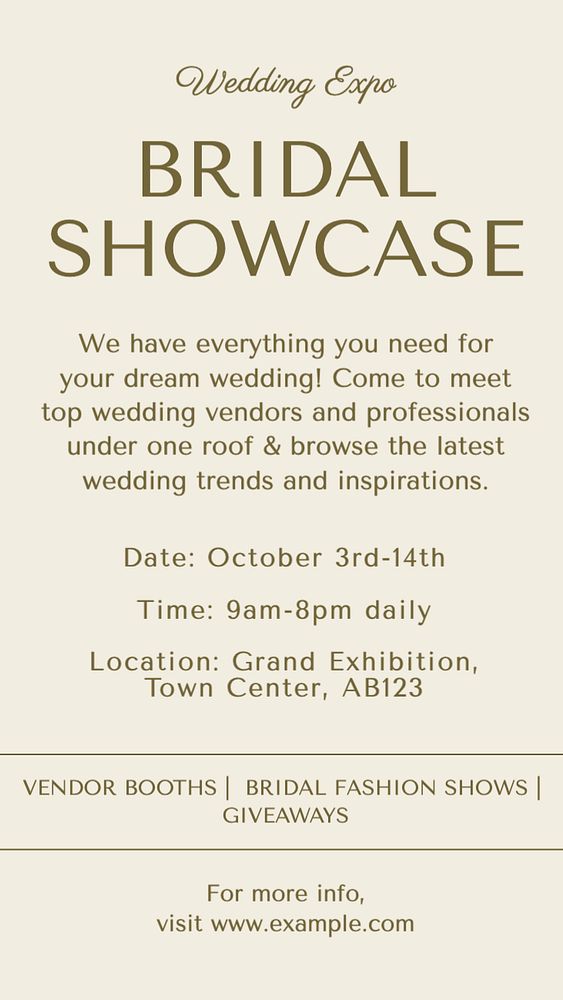 Bridal showcase Instagram story template, editable text