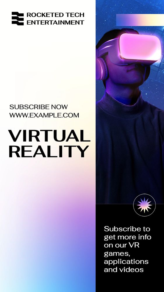 Virtual reality  Instagram story template, editable text