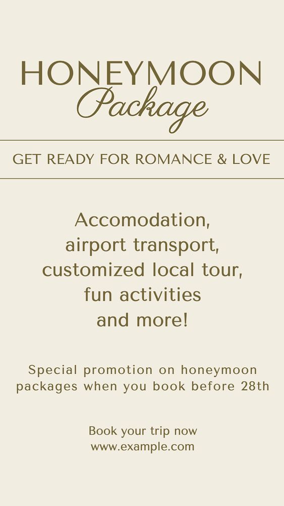 Honeymoon package Instagram story template, editable text