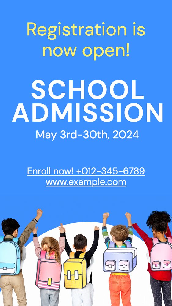 School admission  Instagram story template, editable text