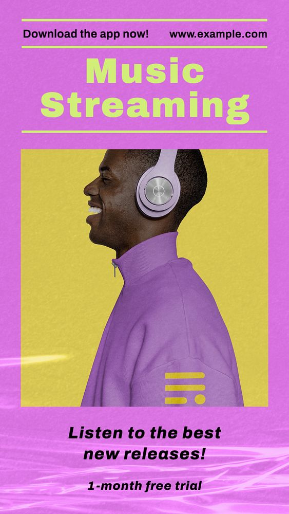 Music streaming  Instagram story template, editable text