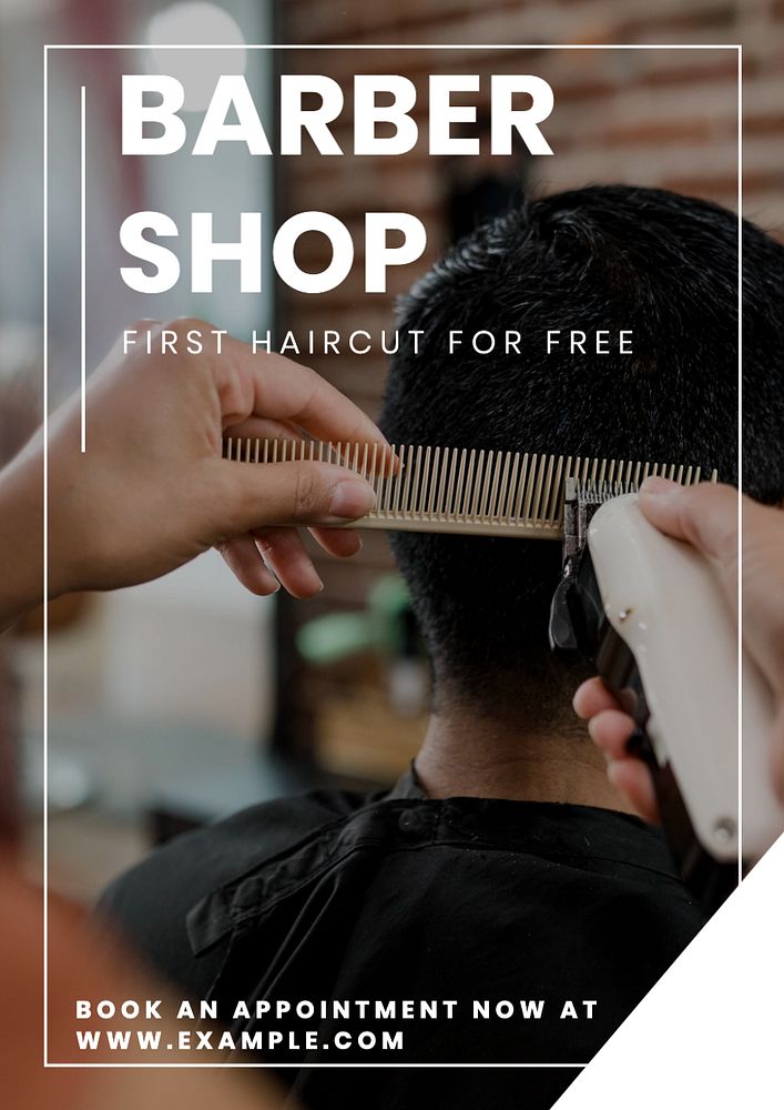 Barbershop poster template, editable text and design