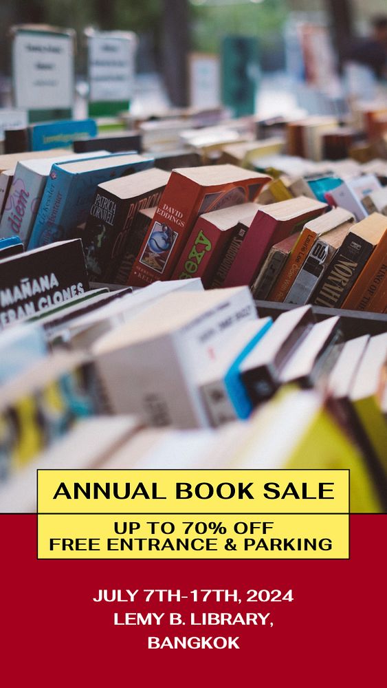 Annual book sale  Instagram story template, editable text