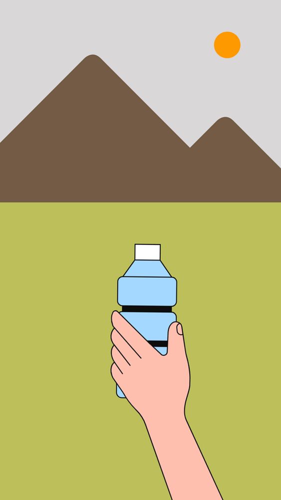 Hand holding water bottle iPhone wallpaper, editable design