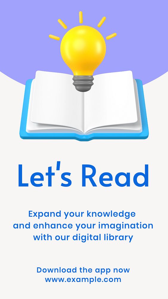 Reading & library  Instagram story template, editable text