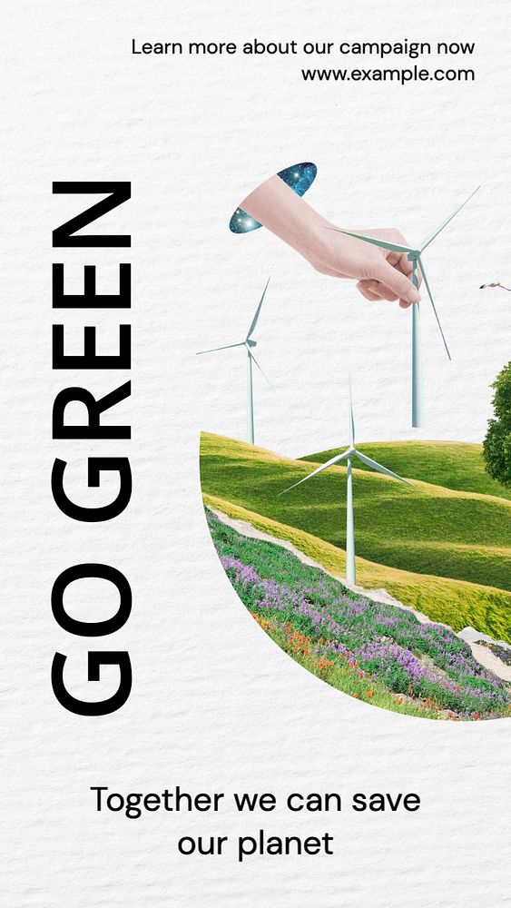 Go green  Instagram story template, editable text