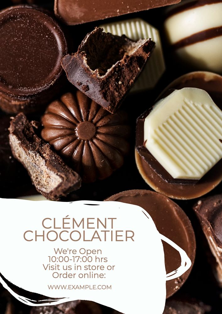 Chocolate shop  poster template, editable text and design