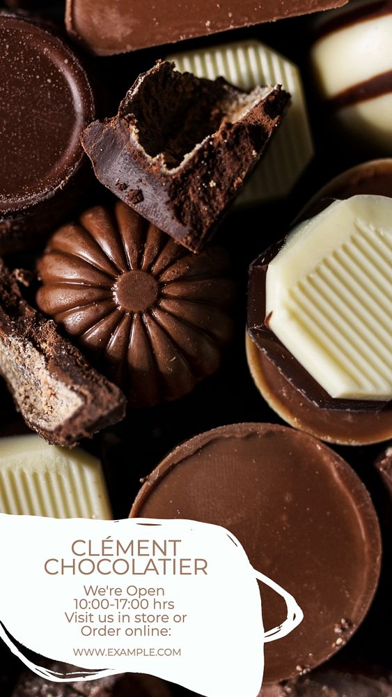 Chocolate shop  Instagram story template, editable text