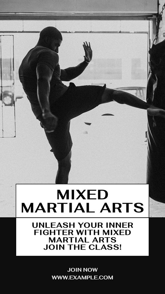 Mixed martial arts  Instagram story template, editable text