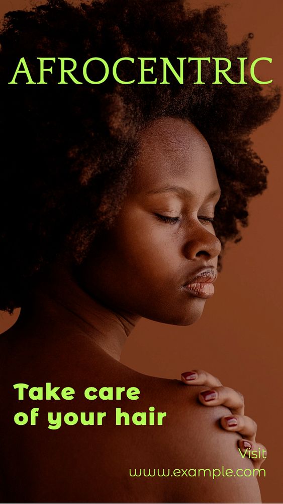 African hair Instagram story template, editable text