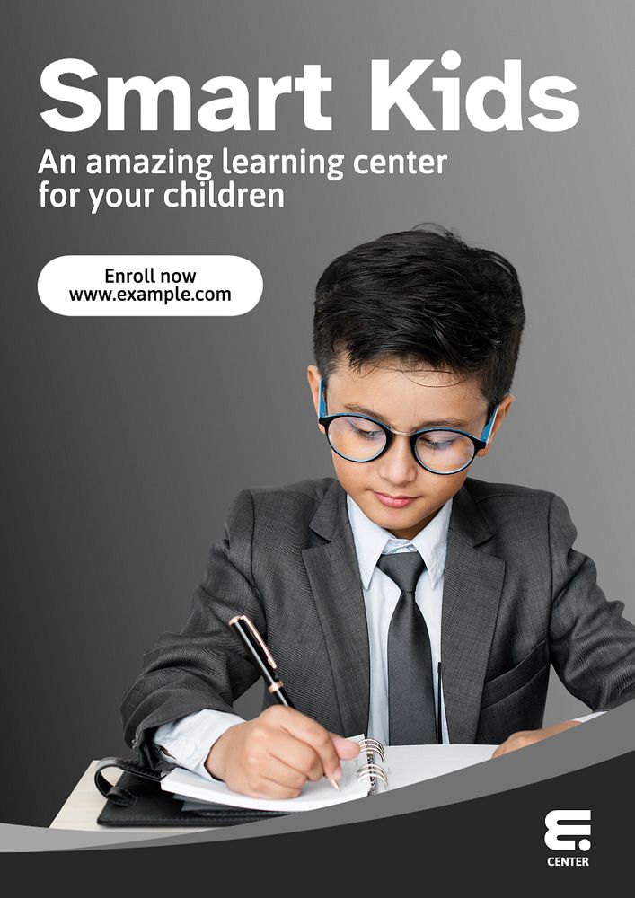 Learning center poster template, editable text and design