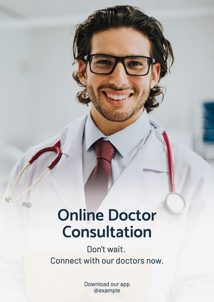 Online doctor consultation  poster template, editable text and design