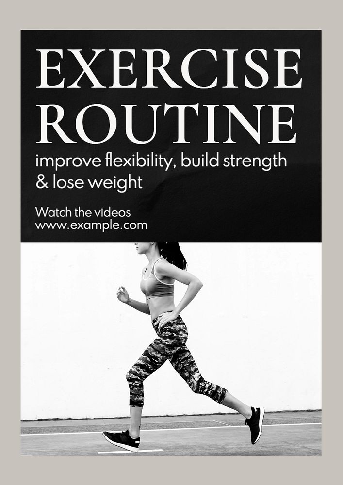 Exercise routine  poster template, editable text and design