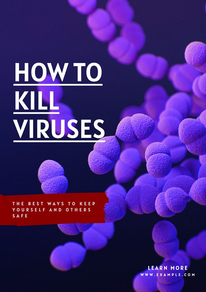 Kill viruses poster template, editable text and design