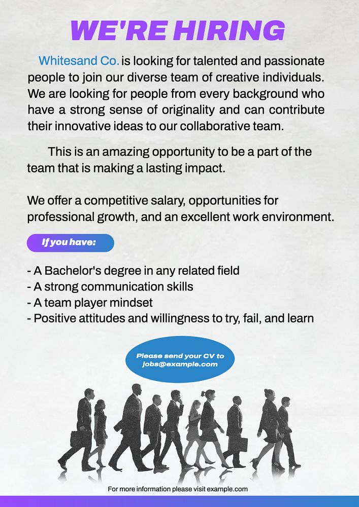 We're hiring poster template, editable text and design