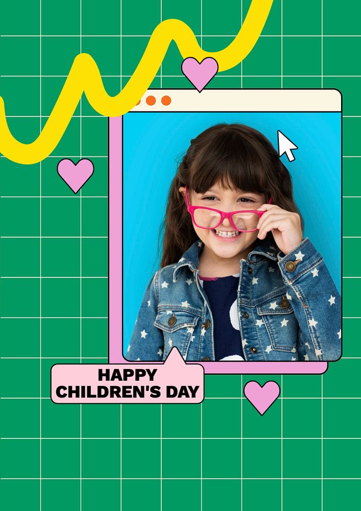 Happy children's day  poster template, editable text and design