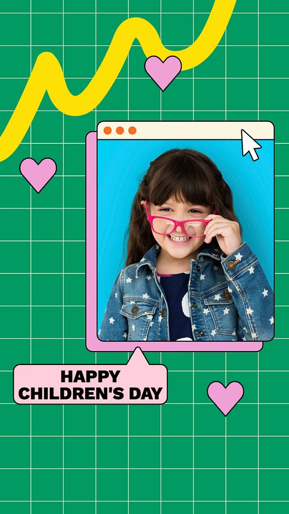 Happy children's day  Instagram story template, editable text