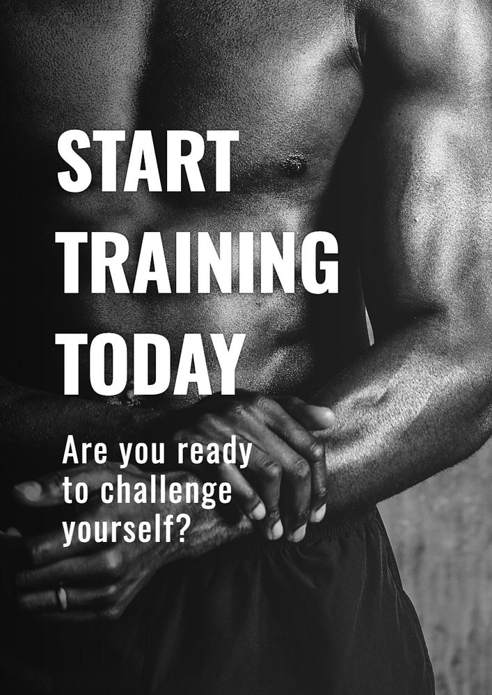 Training & fitness poster template, editable text and design