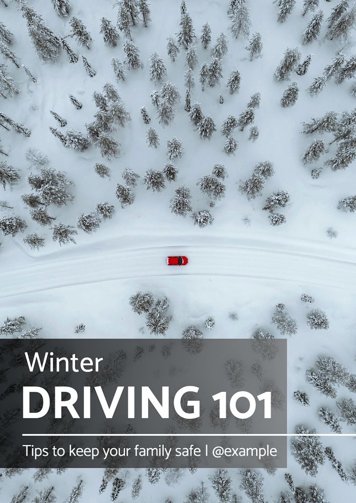 Winter driving snow  poster template, editable text and design