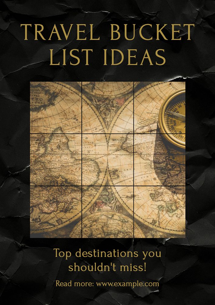 Travel bucket list  poster template, editable text and design