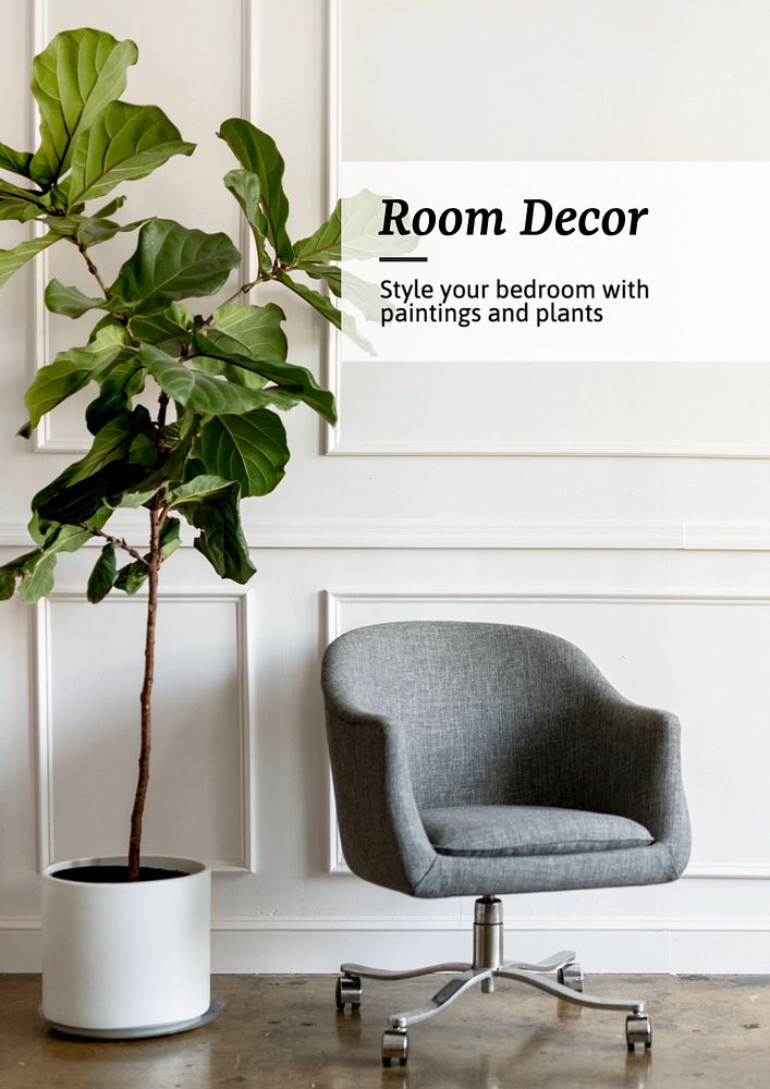 Room decoration  poster template, editable text and design