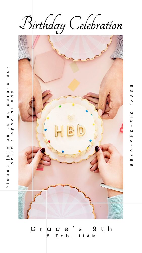 Birthday celebration  Instagram story template, editable text